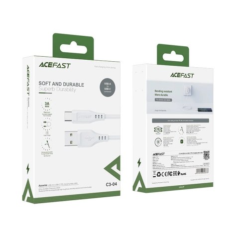 Acefast kabel USB - USB Typ C 1,2m, 3A biały (C3-04 white) Acefast kabel USB - USB Typ C 1,2m, 3A biały (C3-04 white)
