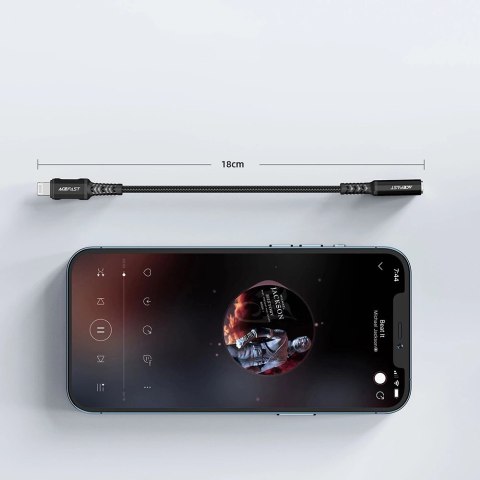 Acefast kabel audio MFI Lightning - 3,5mm mini jack (żeński) 18cm, AUX czarny (C1-05 black) Acefast kabel audio MFI Lightning - 3,5mm mini jack (żeński) 18cm, AUX czarny (C1-05 black)