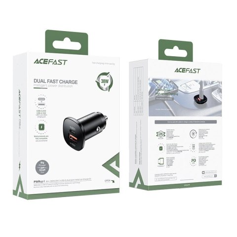 Acefast ładowarka samochodowa 38W USB Typ C / USB, PPS, Power Delivery, Quick Charge 3.0, AFC, FCP czarny (B1 black) Acefast ładowarka samochodowa 38W USB Typ C / USB, PPS, Power Delivery, Quick Charge 3.0, AFC, FCP czarny (B1 black)