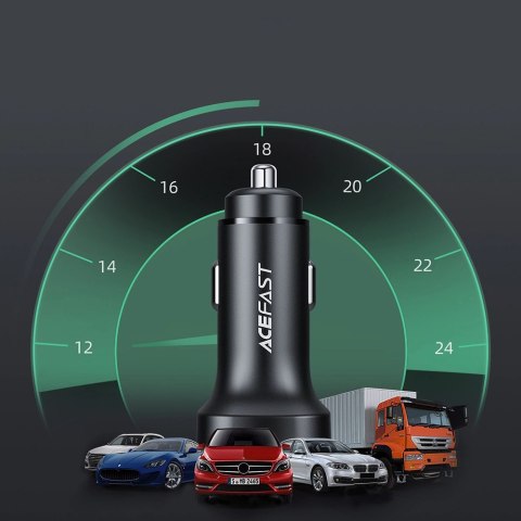 Acefast ładowarka samochodowa 72W 2x USB Typ C, PPS, Power Delivery, Quick Charge 3.0, AFC, FCP czarny (B2 black) Acefast ładowarka samochodowa 72W 2x USB Typ C, PPS, Power Delivery, Quick Charge 3.0, AFC, FCP czarny (B2 black)
