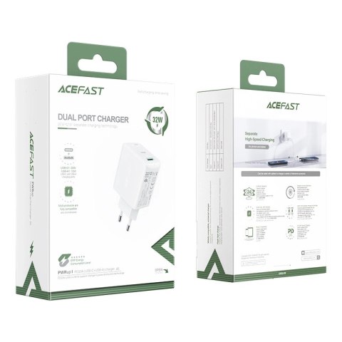 Acefast ładowarka sieciowa USB Typ C / USB 32W, PPS, PD, QC 3.0, AFC, FCP biały (A5 white) Acefast ładowarka sieciowa USB Typ C / USB 32W, PPS, PD, QC 3.0, AFC, FCP biały (A5 white)