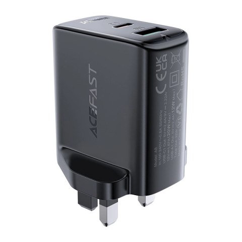 Acefast ładowarka sieciowa (wtyczka UK) USB Typ C / USB 32W, PPS, PD, QC 3.0, AFC, FCP czarny (A8 black) Acefast ładowarka sieciowa (wtyczka UK) USB Typ C / USB 32W, PPS, PD, QC 3.0, AFC, FCP czarny (A8 black)