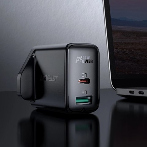 Acefast ładowarka sieciowa (wtyczka UK) USB Typ C / USB 32W, PPS, PD, QC 3.0, AFC, FCP czarny (A8 black) Acefast ładowarka sieciowa (wtyczka UK) USB Typ C / USB 32W, PPS, PD, QC 3.0, AFC, FCP czarny (A8 black)
