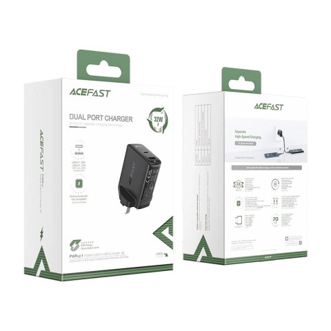Acefast ładowarka sieciowa (wtyczka UK) USB Typ C / USB 32W, PPS, PD, QC 3.0, AFC, FCP czarny (A8 black) Acefast ładowarka sieciowa (wtyczka UK) USB Typ C / USB 32W, PPS, PD, QC 3.0, AFC, FCP czarny (A8 black)