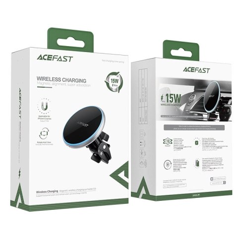 Acefast samochodowa ładowarka bezprzewodowa Qi 15W uchwyt magnetyczny do telefonu na kratkę wentylacji czarny (D3 black) Acefast samochodowa ładowarka bezprzewodowa Qi 15W uchwyt magnetyczny do telefonu na kratkę wentylacji czarny (D3 black)