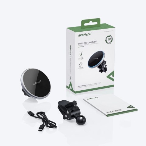 Acefast samochodowa ładowarka bezprzewodowa Qi 15W uchwyt magnetyczny do telefonu na kratkę wentylacji czarny (D3 black) Acefast samochodowa ładowarka bezprzewodowa Qi 15W uchwyt magnetyczny do telefonu na kratkę wentylacji czarny (D3 black)