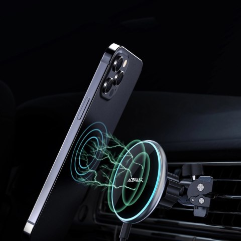 Acefast samochodowa ładowarka bezprzewodowa Qi 15W uchwyt magnetyczny do telefonu na kratkę wentylacji czarny (D3 black) Acefast samochodowa ładowarka bezprzewodowa Qi 15W uchwyt magnetyczny do telefonu na kratkę wentylacji czarny (D3 black)