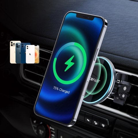 Acefast samochodowa ładowarka bezprzewodowa Qi 15W uchwyt magnetyczny do telefonu na kratkę wentylacji czarny (D3 black) Acefast samochodowa ładowarka bezprzewodowa Qi 15W uchwyt magnetyczny do telefonu na kratkę wentylacji czarny (D3 black)