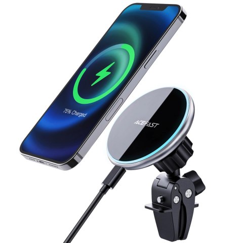 Acefast samochodowa ładowarka bezprzewodowa Qi 15W uchwyt magnetyczny do telefonu na kratkę wentylacji czarny (D3 black) Acefast samochodowa ładowarka bezprzewodowa Qi 15W uchwyt magnetyczny do telefonu na kratkę wentylacji czarny (D3 black)