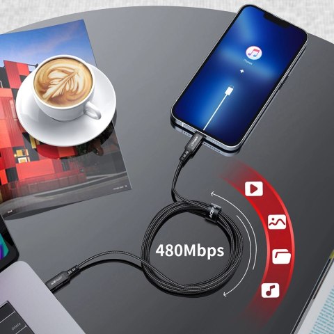 Kabel Acefast C4-01 Lightning - USB-C PD 30W 3A 480Mb/s 1,8m - czarny Kabel Acefast C4-01 Lightning - USB-C PD 30W 3A 480Mb/s 1,8m - czarny