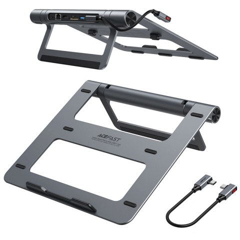 Podstawka Acefast E5 Plus HUB do laptopa USB-C 2x USB-A 3.2 TF SD HDMI RJ45 100W - szara Podstawka Acefast E5 Plus HUB do laptopa USB-C 2x USB-A 3.2 TF SD HDMI RJ45 100W - szara