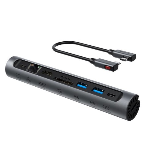 Podstawka Acefast E5 Plus HUB do laptopa USB-C 2x USB-A 3.2 TF SD HDMI RJ45 100W - szara Podstawka Acefast E5 Plus HUB do laptopa USB-C 2x USB-A 3.2 TF SD HDMI RJ45 100W - szara