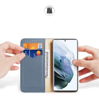 Dux Ducis Hivo skórzane etui z klapką pokrowiec ze skóry naturalnej portfel na karty i dokumenty Samsung Galaxy S22 Ultra niebie