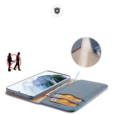 Dux Ducis Hivo skórzane etui z klapką pokrowiec ze skóry naturalnej portfel na karty i dokumenty Samsung Galaxy S22 Ultra niebie Dux Ducis Hivo skórzane etui z klapką pokrowiec ze skóry naturalnej portfel na karty i dokumenty Samsung Galaxy S22 Ultra niebie