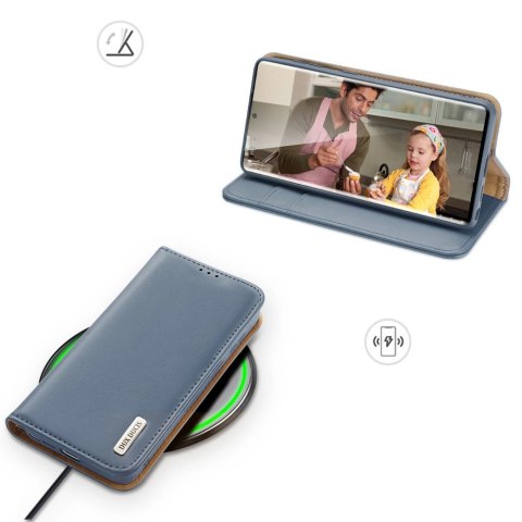 Dux Ducis Hivo skórzane etui z klapką pokrowiec ze skóry naturalnej portfel na karty i dokumenty Samsung Galaxy S22 Ultra niebie Dux Ducis Hivo skórzane etui z klapką pokrowiec ze skóry naturalnej portfel na karty i dokumenty Samsung Galaxy S22 Ultra niebie
