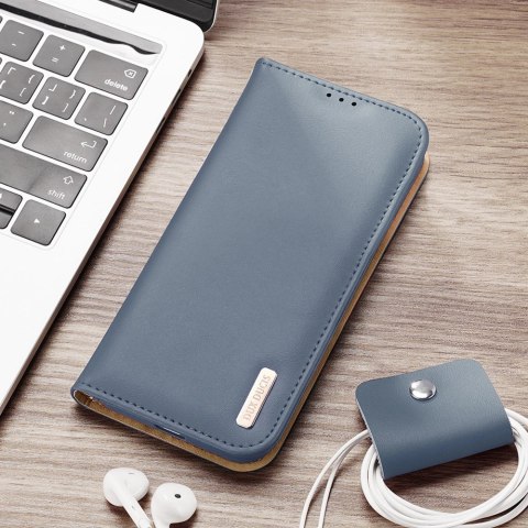 Dux Ducis Hivo skórzane etui z klapką pokrowiec ze skóry naturalnej portfel na karty i dokumenty Samsung Galaxy S22 Ultra niebie Dux Ducis Hivo skórzane etui z klapką pokrowiec ze skóry naturalnej portfel na karty i dokumenty Samsung Galaxy S22 Ultra niebie