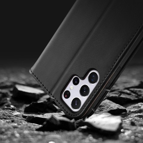 Dux Ducis Hivo skórzane etui z klapką pokrowiec ze skóry naturalnej portfel na karty i dokumenty Samsung Galaxy S22 Ultra niebie Dux Ducis Hivo skórzane etui z klapką pokrowiec ze skóry naturalnej portfel na karty i dokumenty Samsung Galaxy S22 Ultra niebie