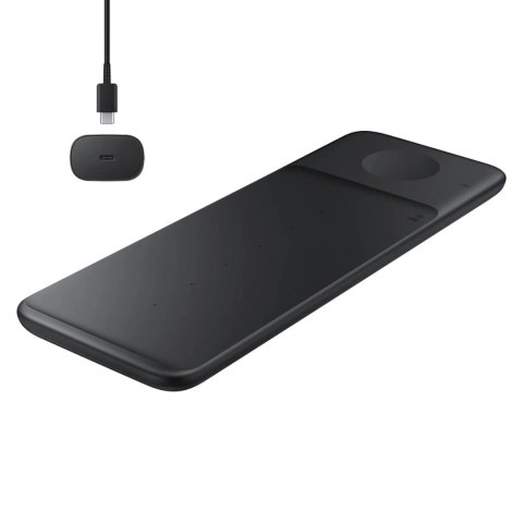 Ładowarka Samsung Trio EP-P6300TBEGEU indukcyjna 3w1 do telefonu / Galaxy Watch / Buds - czarna + ładowarka sieciowa + kabel Ładowarka Samsung Trio EP-P6300TBEGEU indukcyjna 3w1 do telefonu / Galaxy Watch / Buds - czarna + ładowarka sieciowa + kabel