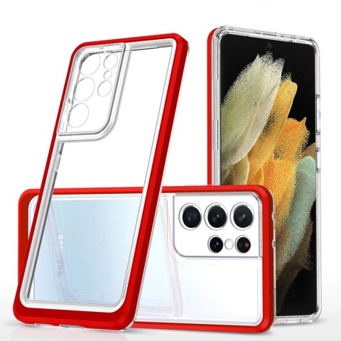 Clear 3in1 etui do Samsung Galaxy S22 Ultra żelowy pokrowiec z ramką czerwony Clear 3in1 etui do Samsung Galaxy S22 Ultra żelowy pokrowiec z ramką czerwony