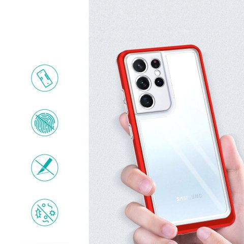Clear 3in1 etui do Samsung Galaxy S22 Ultra żelowy pokrowiec z ramką czerwony Clear 3in1 etui do Samsung Galaxy S22 Ultra żelowy pokrowiec z ramką czerwony