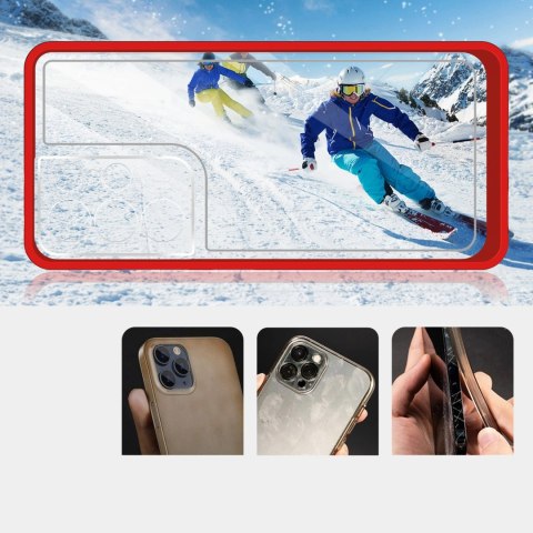 Clear 3in1 etui do Samsung Galaxy S22 Ultra żelowy pokrowiec z ramką czerwony Clear 3in1 etui do Samsung Galaxy S22 Ultra żelowy pokrowiec z ramką czerwony