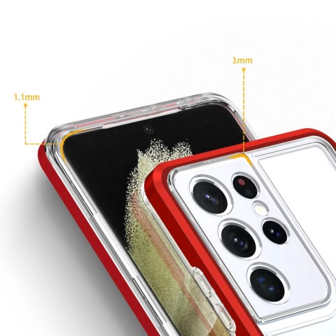 Clear 3in1 etui do Samsung Galaxy S22 Ultra żelowy pokrowiec z ramką czerwony Clear 3in1 etui do Samsung Galaxy S22 Ultra żelowy pokrowiec z ramką czerwony