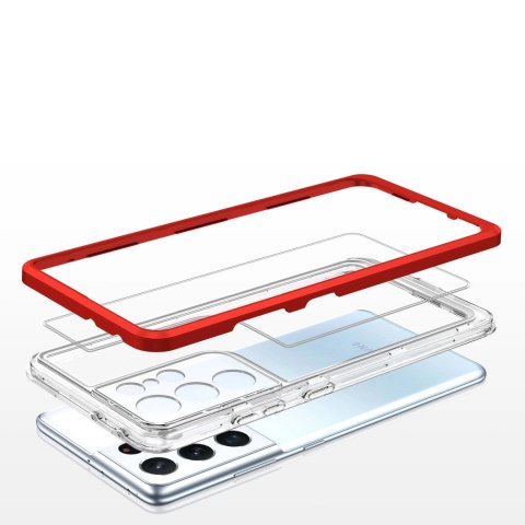 Clear 3in1 etui do Samsung Galaxy S22 Ultra żelowy pokrowiec z ramką czerwony Clear 3in1 etui do Samsung Galaxy S22 Ultra żelowy pokrowiec z ramką czerwony