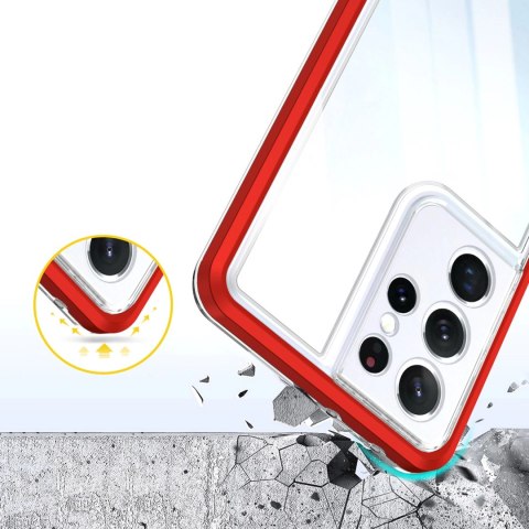 Clear 3in1 etui do Samsung Galaxy S22 Ultra żelowy pokrowiec z ramką czerwony Clear 3in1 etui do Samsung Galaxy S22 Ultra żelowy pokrowiec z ramką czerwony