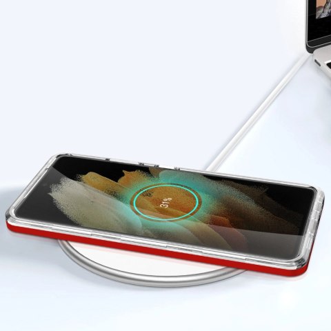 Clear 3in1 etui do Samsung Galaxy S22 Ultra żelowy pokrowiec z ramką czerwony Clear 3in1 etui do Samsung Galaxy S22 Ultra żelowy pokrowiec z ramką czerwony