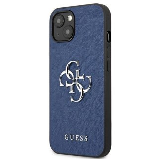 Etui Guess Saffiano 4G Metal Logo na iPhone 13 mini - niebieskie