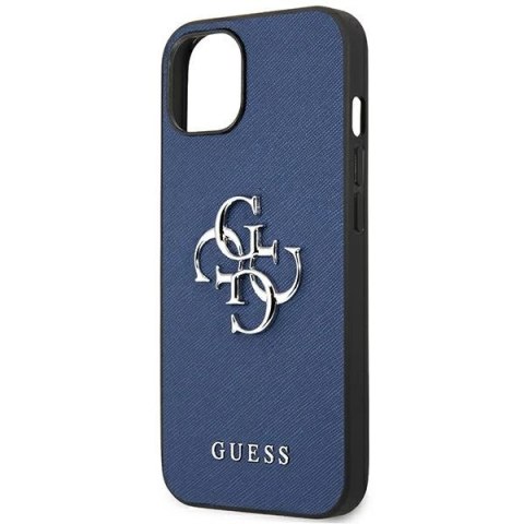 Etui Guess Saffiano 4G Metal Logo na iPhone 13 mini - niebieskie