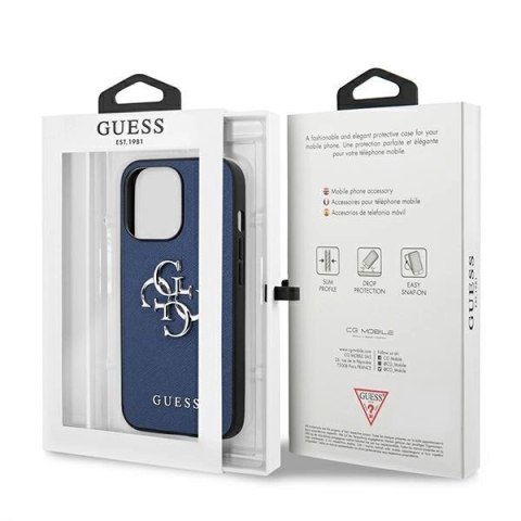 Guess GUHCP13LSA4GSBL iPhone 13 Pro / 13 6,1" niebieski/blue hardcase Saffiano 4G Metal Logo