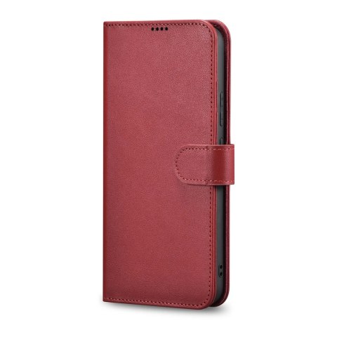 ICarer Haitang Leather Wallet Case skórzane etui do Samsung Galaxy S22+ (S22 Plus) portfel obudowa pokrowiec czerwony (AKSM05RD)