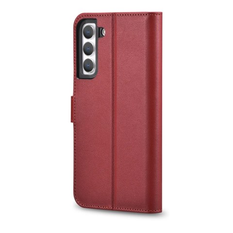 ICarer Haitang Leather Wallet Case skórzane etui do Samsung Galaxy S22+ (S22 Plus) portfel obudowa pokrowiec czerwony (AKSM05RD)