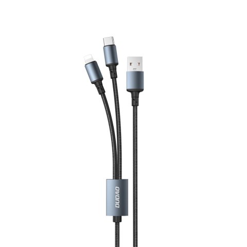 Dudao kabel przewód USB 2w1 do ładowania USB-A - USB-C / Lightning 6A 1,2m czarny (TGL2) Dudao kabel przewód USB 2w1 do ładowania USB-A - USB-C / Lightning 6A 1,2m czarny (TGL2)