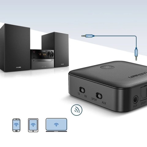 Ugreen 2w1 nadajnik / odbiornik Bluetooth 5.0 do muzyki czarny (CM144) Ugreen 2w1 nadajnik / odbiornik Bluetooth 5.0 do muzyki czarny (CM144)