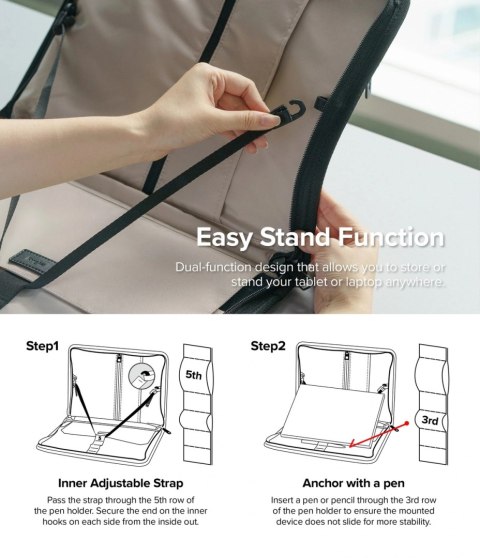 Pokrowiec Ringke Smart Zip Pouch na laptopa do 13'' z podstawką - beżowy Pokrowiec Ringke Smart Zip Pouch na laptopa do 13'' z podstawką - beżowy