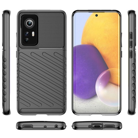 Thunder Case elastyczne pancerne etui pokrowiec Xiaomi 12/12X czarny Thunder Case elastyczne pancerne etui pokrowiec Xiaomi 12/12X czarny