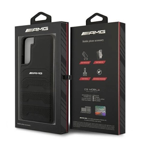 Etui AMG Leather Debossed Lines na Samsung Galaxy S22+ - czarne Etui AMG Leather Debossed Lines na Samsung Galaxy S22+ - czarne