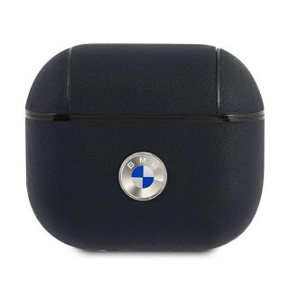 Etui BMW Genuine Leather Silver Logo na AirPods 3 - granatowe
