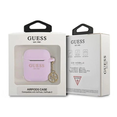 Etui Guess Silicone Charm 4G Collection na AirPods 1/2 - fioletowe