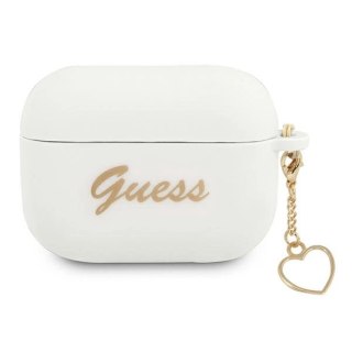 Etui Guess Silicone Charm Heart Collection na AirPods Pro - białe