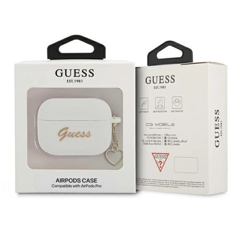 Etui Guess Silicone Charm Heart Collection na AirPods Pro - białe