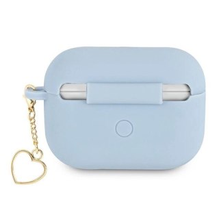 Etui Guess Silicone Charm Heart Collection na AirPods Pro - niebieskie