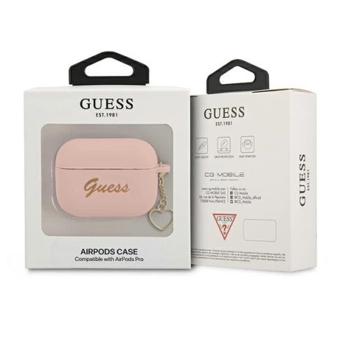 Etui Guess Silicone Charm Heart Collection na AirPods Pro - różowe