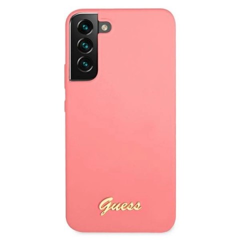 Etui Guess Silicone Script Metal Logo na Samsung Galaxy S22+ - fuksjowy