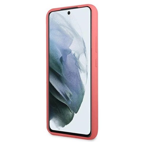 Etui Guess Silicone Script Metal Logo na Samsung Galaxy S22+ - fuksjowy