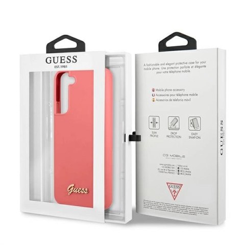 Etui Guess Silicone Script Metal Logo na Samsung Galaxy S22+ - fuksjowy