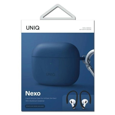 Etui Uniq Nexo na AirPods 3 + Ear Hooks Silicone - niebieskie