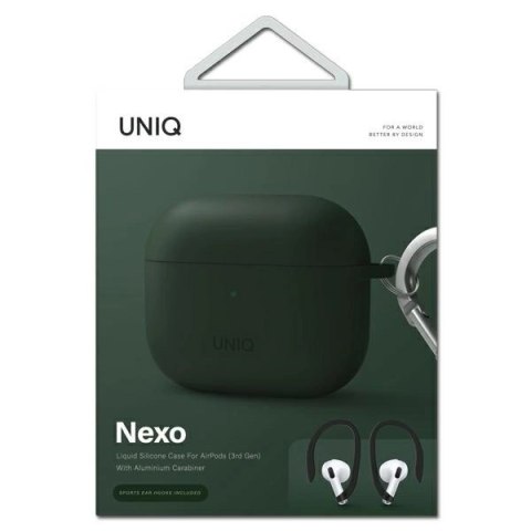 Etui Uniq Nexo na AirPods 3 + Ear Hooks Silicone - zielone Etui Uniq Nexo na AirPods 3 + Ear Hooks Silicone - zielone